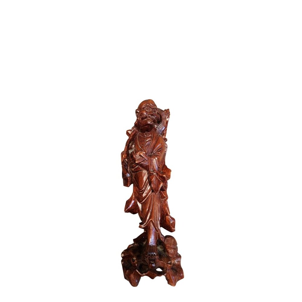 Antique Rose Wood Carving Statue/Sculpture Immoral Good Man Figurine 12"